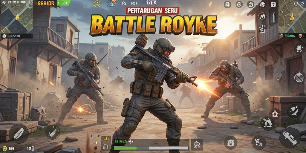 Gameplay seru dalam pertandingan Battle Royale di 888IDR.