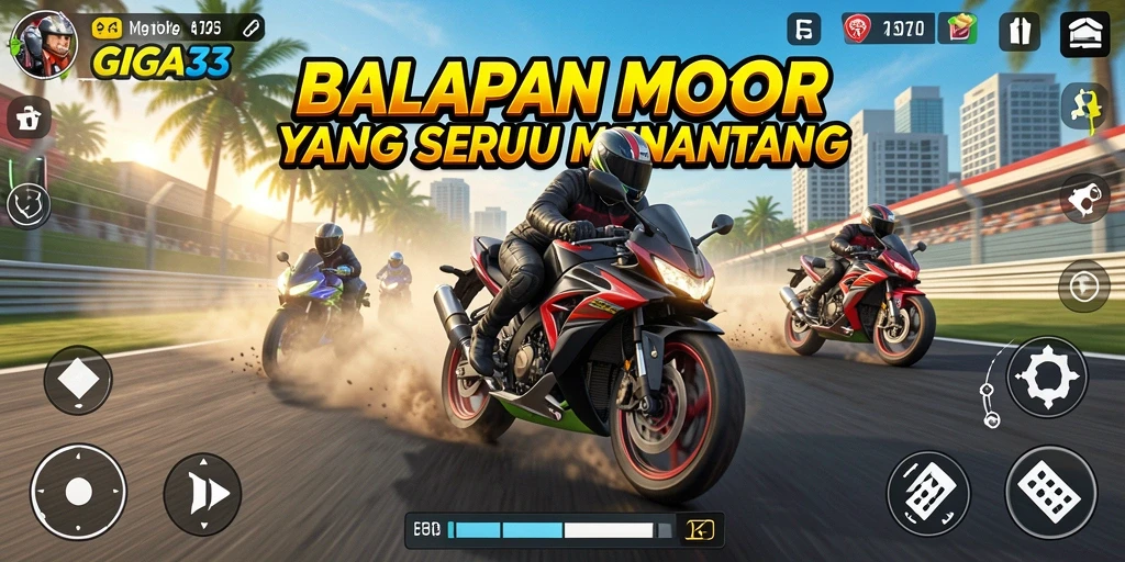 Tampilan menarik dari gameplay GIGA33 yang penuh aksi balapan motor.
