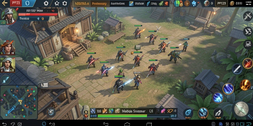 Tangkapan layar gameplay <strong>PP123</strong> yang menunjukkan pertempuran strategis antara kerajaan.