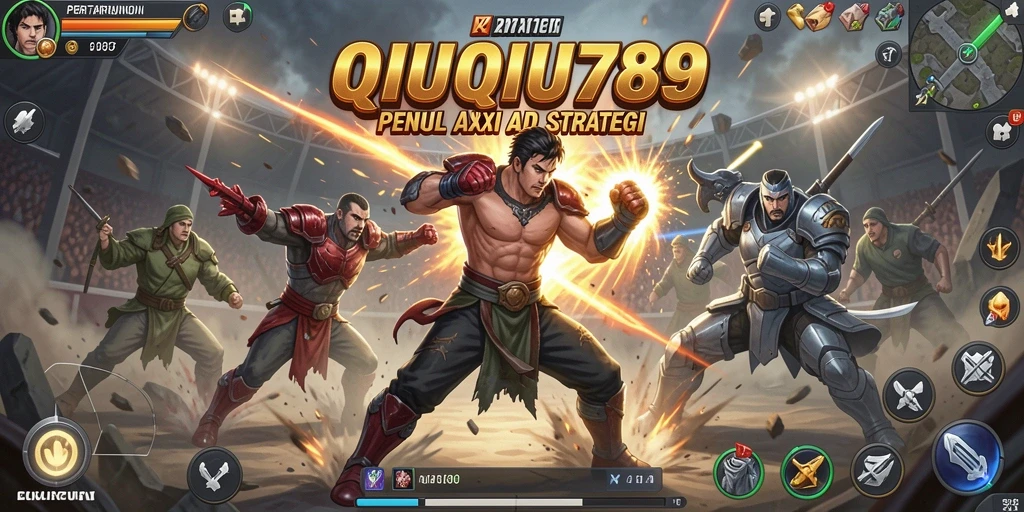 Screenshot gameplay QIUQIU789 menampilkan aksi pertarungan yang dramatis.