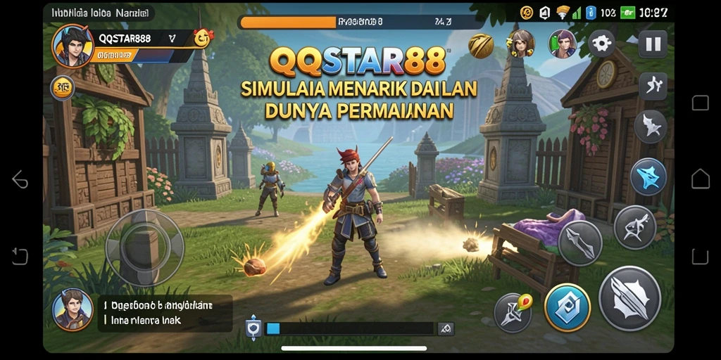 Screenshot gameplay <strong>QQSTAR88</strong> menampilkan interaksi karakter yang menarik.